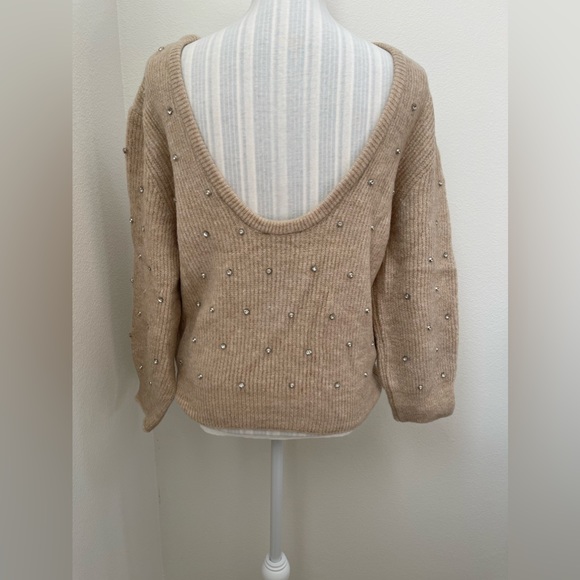 Wool mix sweater with crystals. Open back sweater. NWT - Picture 7 of 9